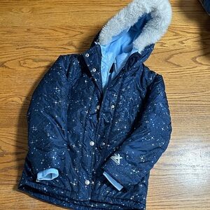 ZeroXposur Starry Night Puffer Jacket with Faux Fur Hood